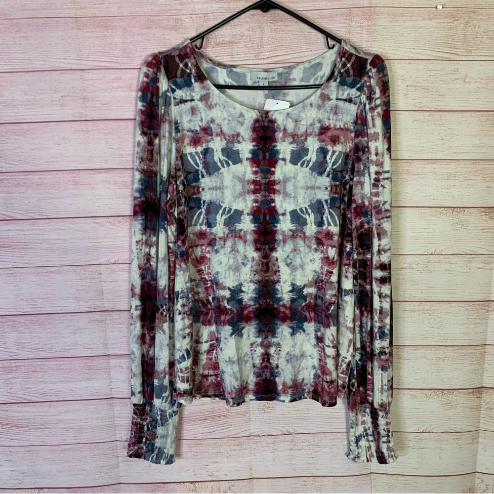 Evereve Allison Joy Elana Smock Puff NWT Tie Dye Top Size Large